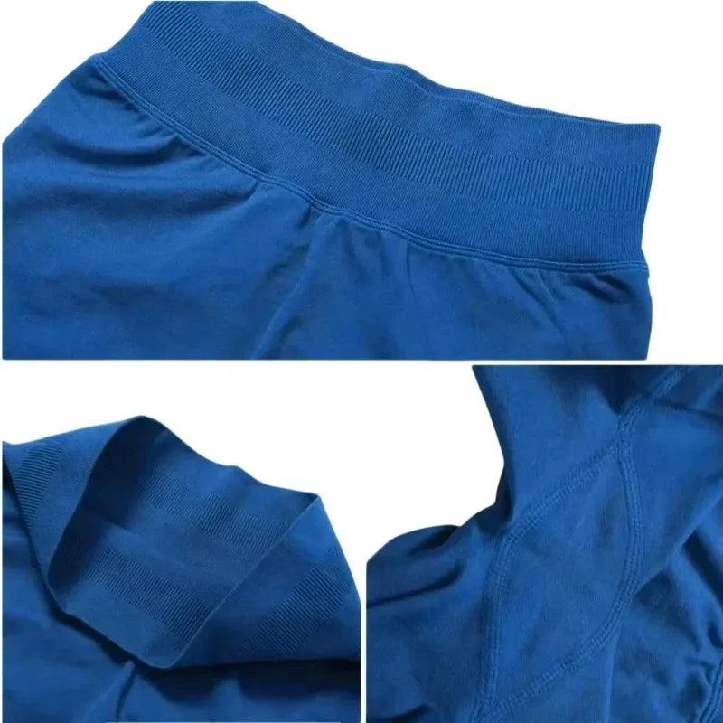 2 Pieces Women  Set Seamless Longline Strappy Tank Top Scrunch Sports Shorts Gym